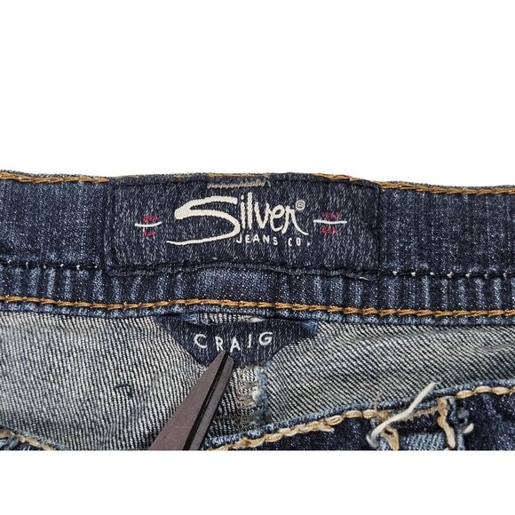 Silver Craig Jeans Bootcut Blue Denim Men's 35x28.5 Actual Dark Wash READ - Picture 4 of 15